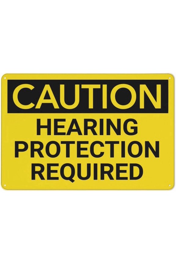 Caution PPE Hearing Protection Required Sign for Business 8"x12" Rust Free Aluminum - UV Printed with 4 Pre-Drilled Holes, Durable Weatherproof, PPE Hearing Sign
