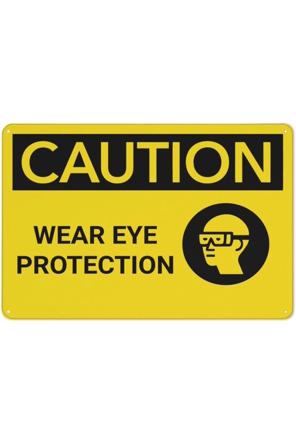 Caution PPE Wear Eye Protection With Graphic Sign 8"x12" Rust Free Aluminum - UV Printed Outdoor Yard Sign for Home Business Driveway Alert, PPE Eye Graphic Sign