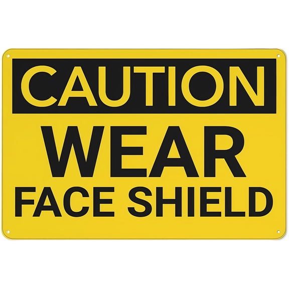 Caution PPE Wear Face Shield Retro Metal Tin Sign 8"x12" - Funny Wall Decor for Shop Yard Man Cave Garage Outdoor, Decorative Poster Plate