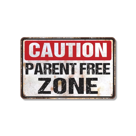 Caution Parent Free Zone 10 Inch x 14 Inch Novelty Plastic Sign Kids At Play Rules May Bend Durable Weatherproof Perfect for Playrooms Bedrooms Yards Fun Gift for Families Grandparents