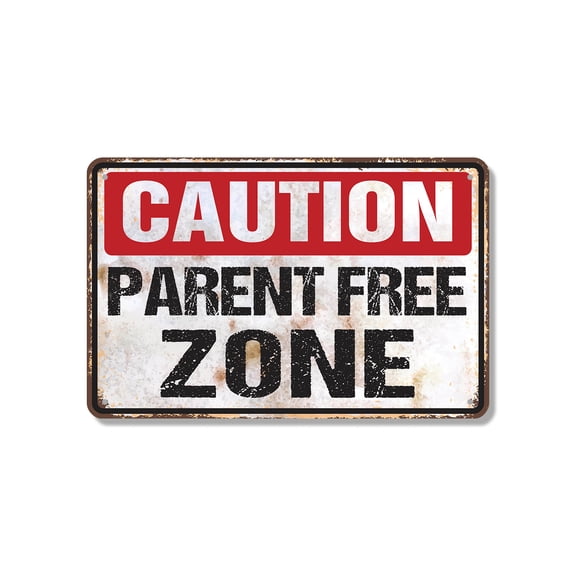 Caution Parent Free Zone 7 Inch x 10 Inch Novelty Aluminum Metal Sign Kids At Play Rules May Bend Weatherproof Perfect for Playrooms Bedrooms Yards Fun Gift for Families Grandparents