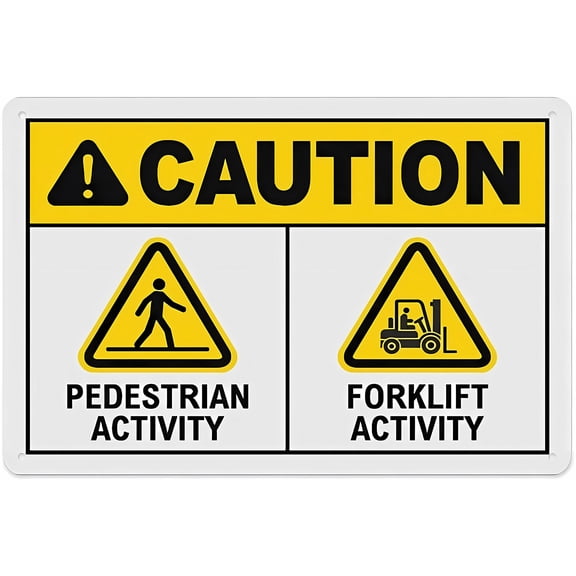 Caution Pedestrian Activity And Forklift Activity Sign, 8"x12" Aluminum Tin Warning Sign, Traffic Safety Sign for Home Outdoor Garden