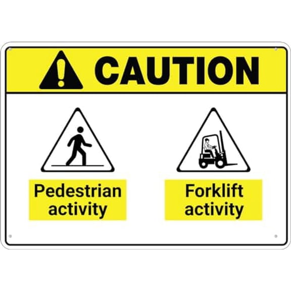 Caution Pedestrian Activity Forklift Activity Sign For House 12" X 8" Yard Sign, Premium Aluminum, Sun-Proof, Rust-Free