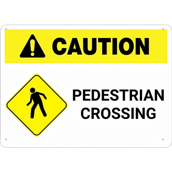 Caution Pedestrian Crossing Sign 12 x 8 Inches - Rust-Free Aluminum, Easy to Read, Sturdy Keep Out Sign, Outdoor Home, Farm, Yard, Road