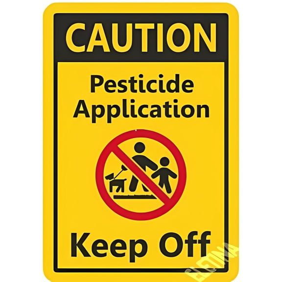 Caution Pesticide Application Keep Off Sign - 8"x12" Aluminum Metal Tin Sign, Outdoor Indoor Agricultural Safety Signage