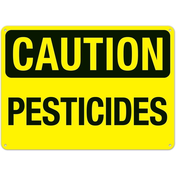 Caution Pesticides Metal Tin Sign Vintage Warning Caution Wall Art Decor for Home Business Office Yard Garage Farmhouse Bar Street Indoor Outdoor Wall Decoration 8x12 Inch