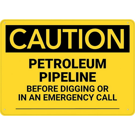 Caution Petroleum Pipeline Call Before Digging Sign, 8"x12" Aluminum UV Ink Printed Sign, Pipeline Safety Sign for House and Business