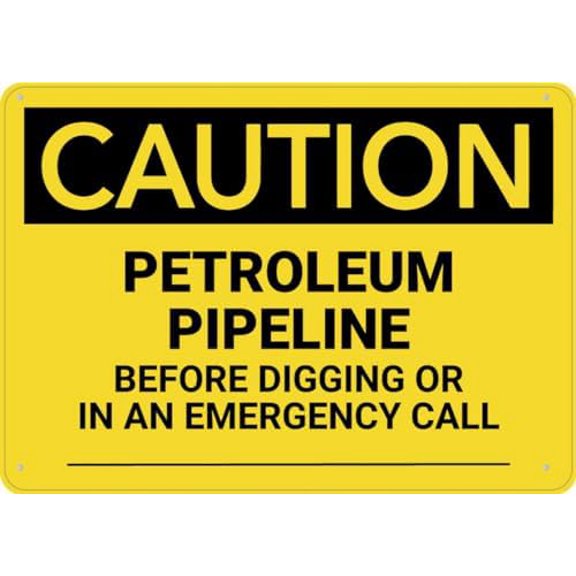 Caution Petroleum Pipeline Call Before Digging Sign Aluminum 8X12 Inch Uv Ink Printed For House And Business
