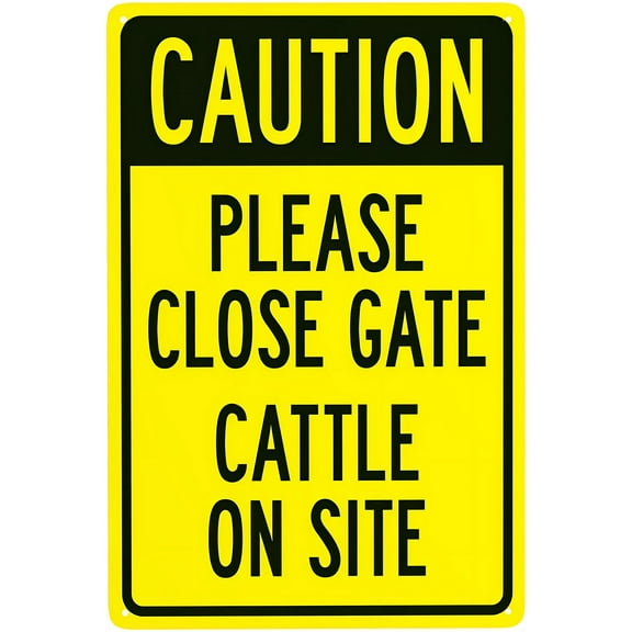 Caution Please Close Gate Cattle On Site Warning Sign - 8"x12" Gate Security Metal Sign, Farm Safety Decor for Home Business Outdoor Indoor Yard Garage Ranch