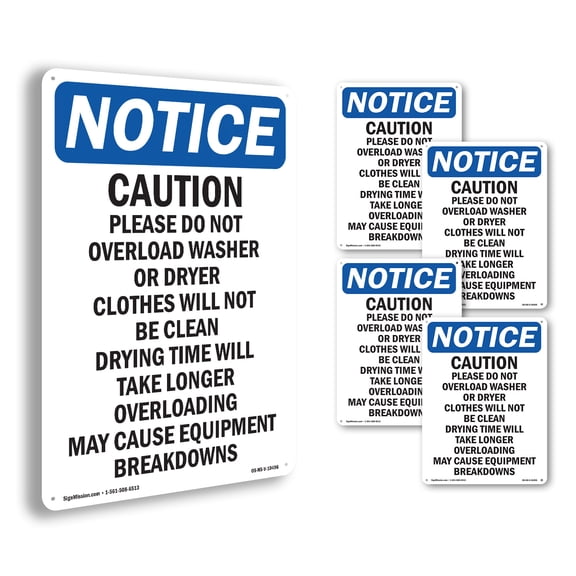 Caution Please Do Not Overload OSHA Notice Rigid Plastic Sign 18 Inch x 12 Inch - 5 Pack