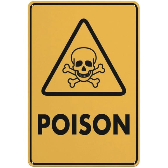 Caution Poison Sign 8"x12" Metal Aluminum Rust Free, Pre-Drilled Holes Weather Resistant, Poison Caution Marker