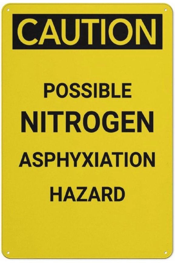 Caution Possible Nitrogen Asphyciation Hazard Aluminum Sign 8"x12" - UV Ink Printed Outdoor Sign for House Business, Nitrogen Asphyciation Sign