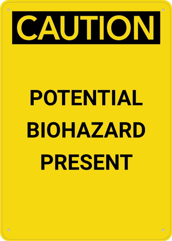 Caution Potential Biohazard Presenet Portrait Sign For Business 8