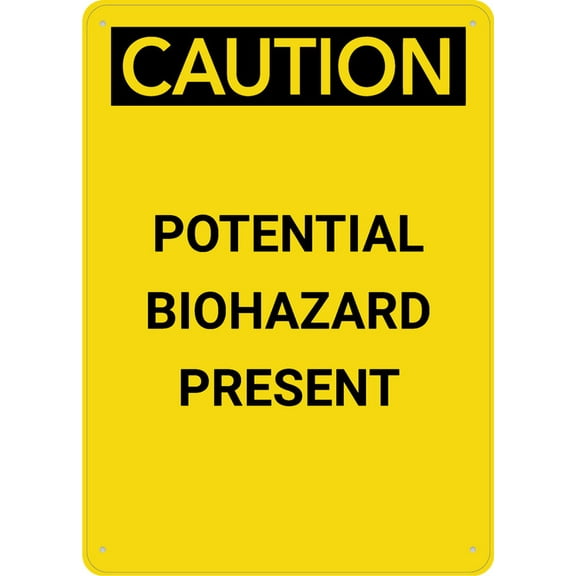 Caution Potential Biohazard Presenet Portrait Sign For Business 8"X12" Rust Free Aluminum Uv Printed,4 Pre-Drilled Holes.Durable/Weatherproof