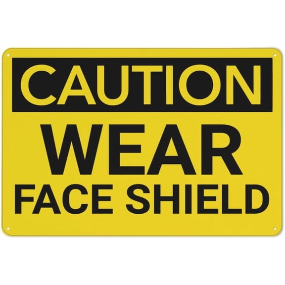 Caution Ppe Wear Face Shield Retro Metal Tin Signs 12X8 Inch For Shop Yard Man Cave Garage Outdoor Funny Wall Decor Decorative Poster Plate