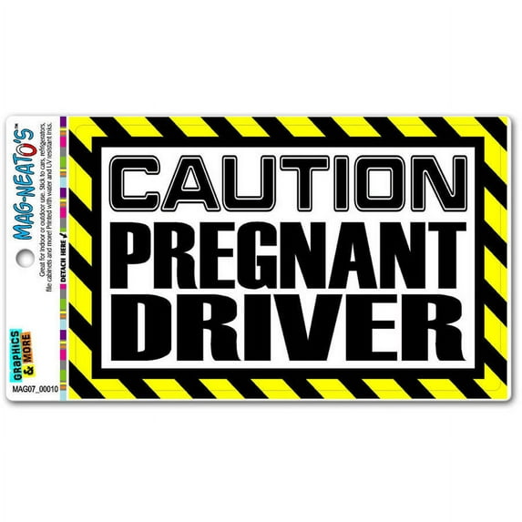 Caution Pregnant Driver Automotive Car Refrigerator Locker Vinyl Magnet