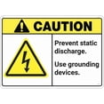 thumbnail image 1 of Caution Prevent Static Discharge Sign 12 x 8 Inches - Rust-Free Aluminum UV Printed, 4 Pre-Drilled Holes, Durable Weatherproof Business, Lab Use, 1 of 6