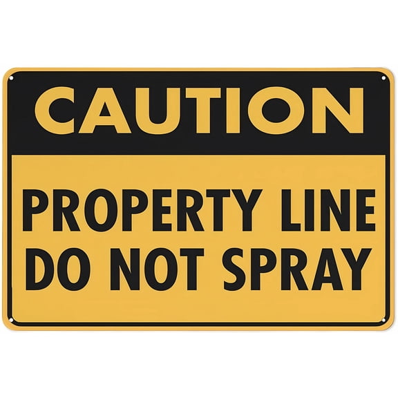 Caution Property Line Do Not Spray Tin Sign 8"x12" - Property Line Spray Sign
