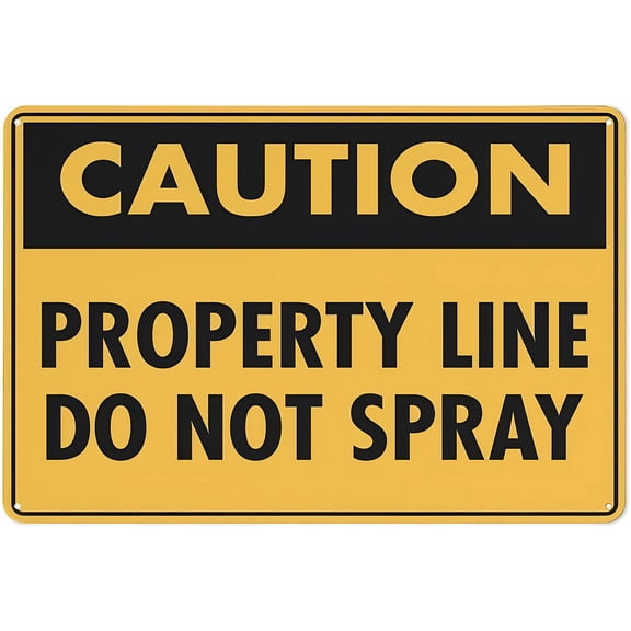 Caution Property Line Do Not Spray Safe Sign 12 x 8 Inches - Outdoor Use, Practical Sign for Home, Business, Driveway Alert, Lawn, Garden Use