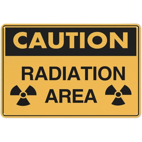 Caution Radiation Area Reflective Aluminum Metal Signage - 8"x12", With Symbol, Weatherproof - Lab, Hospital, X-Ray Room, Nuclear Facility