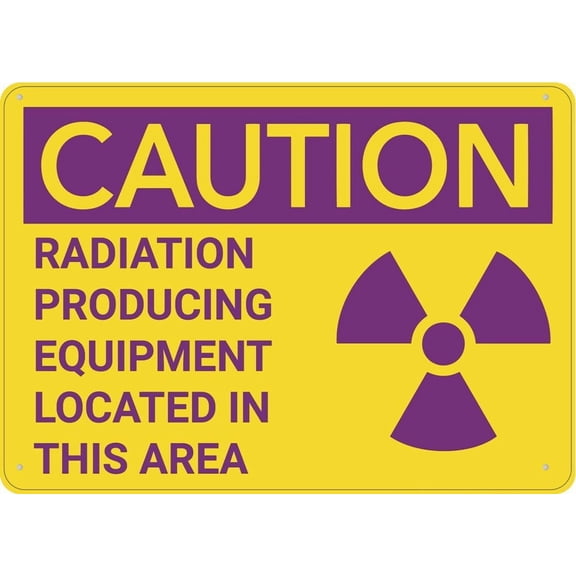 Caution Radiation Producing Equipment Sign Outdoor Sign - 12 X 8For Business, Workplace, Office, Home, Delivery Signs, Road Signs, Garden Signs Wall Decor Metal Tin Sign