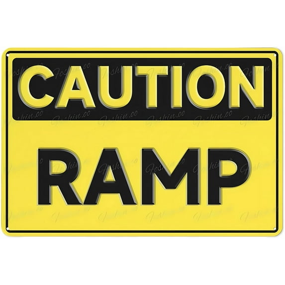 Caution Ramp Sign - 12×8 Inches, Aluminum Warning Sign, Property Business Yard House Office Safety Decor