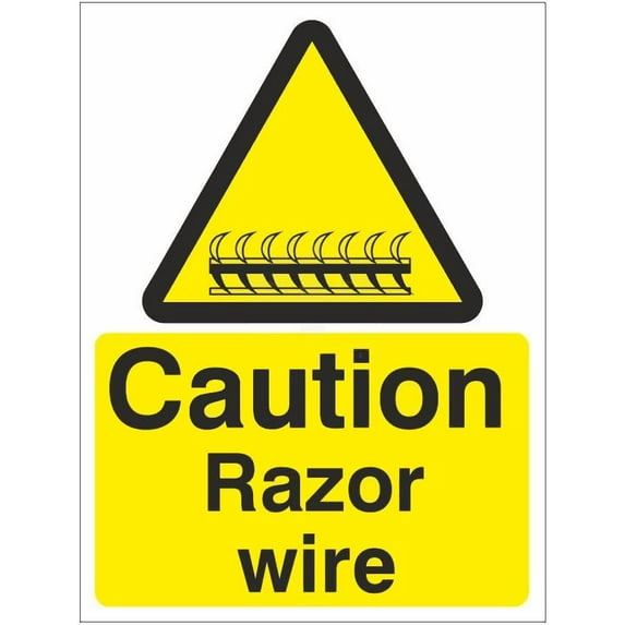 Caution Razor Wire Sign Safety Signs, Hazard Signs, Caution Signs Metal ...