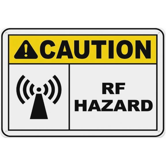 Caution Rf Hazard Sign 8"x12", Aluminum Tin Warning Signs for Home Outdoor Garden, Durable Hazard Sign for Electronic Area