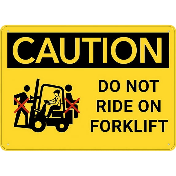 Caution Do Not Ride On Forklift Metal Sign 12 x 8 Inches - Rust-Free ...