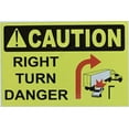 thumbnail image 1 of Caution Right Turn Danger Sticker - Truck Safety Sticker (Yellow, 10X12 INCH, Vinyl Sticker) (ref-2201), 1 of 3