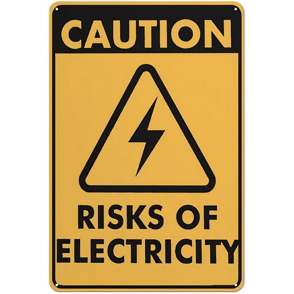 Caution Risk of Electricity Sign 12 x 8 Inches - Rust-Free Aluminum, Outdoor Metal Tin Sign, Practical for Home, Business, Yard, Electrical Room