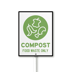 Caution Safety Sign Compost Food Waste Only Sign with Stake 8x12inch Aluminum Outdoor Decoration Sign Rustproof Sturdy Aluminum Sign for Outdoor Use Easy Install Set of 1