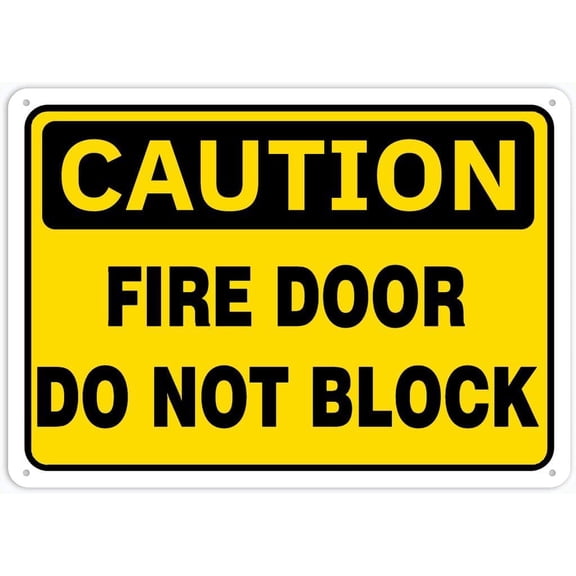 Caution Safety Sign Fire Door Do Not Block 12 X 8 Inches Rust Free Aluminum Metal Sign, Weather Resistant Durable in Easy to Mount