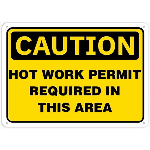 Caution Safety Sign Hot Work Permit Required In This Area Sign Home Kitchen Farm Garden Garage Wall Decor 12X8Inch