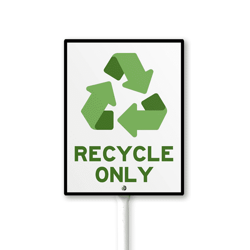 Caution Safety Sign Recycle Only Sign with Stake 4.6x6inch Aluminum Outdoor Decoration Sign Rustproof Sturdy Aluminum Sign for Outdoor Use Easy Install Set of 1