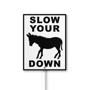 Caution Safety Sign Slow Your Ass Down Sign with Stake 7x8.8inch Aluminum Outdoor Decoration Sign Rustproof Sturdy Aluminum Sign for Outdoor Use Easy Install Set of 1
