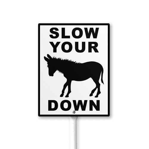 Caution Safety Sign Slow Your Ass Down Sign with Stake 7x8.8inch Aluminum Outdoor Decoration Sign Rustproof Sturdy Aluminum Sign for Outdoor Use Easy Install Set of 1