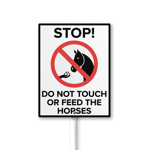 Caution Safety Sign Do Not Touch or Feed The Horses Sign with Stake 8x12inch Aluminum Outdoor Decoration Sign Rustproof Sturdy Aluminum Sign for Outdoor Use Easy Install Set of 1