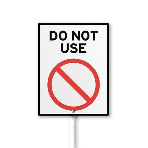 Caution Safety Sign Do Not Use Sign with Stake 4.6x6inch Aluminum Outdoor Decoration Sign Rustproof Sturdy Aluminum Sign for Outdoor Use Easy Install Set of 1