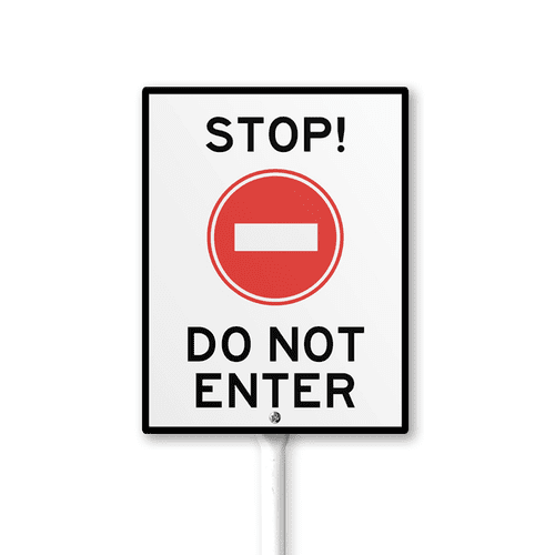Caution Safety Sign stop No Not Enter Sign with Stake 8x12inch Aluminum Outdoor Decoration Sign Rustproof Sturdy Aluminum Sign for Outdoor Use Easy Install Set of 1