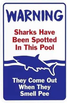 Caution Sharks Spotted In Pool Area Metal Tin Sign Vintage Funny ...