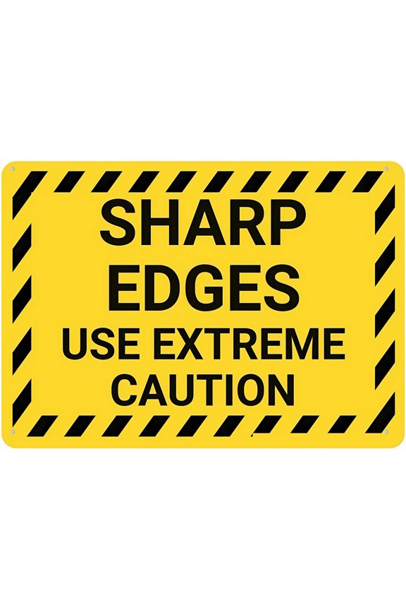 Caution Sharp Edges Use Extreme Caution Sign for Home 12 x 8 Inches - Rust-Free Aluminum, UV Ink Printing, 7-Year Weatherproof Outdoor Durability, Garage Use