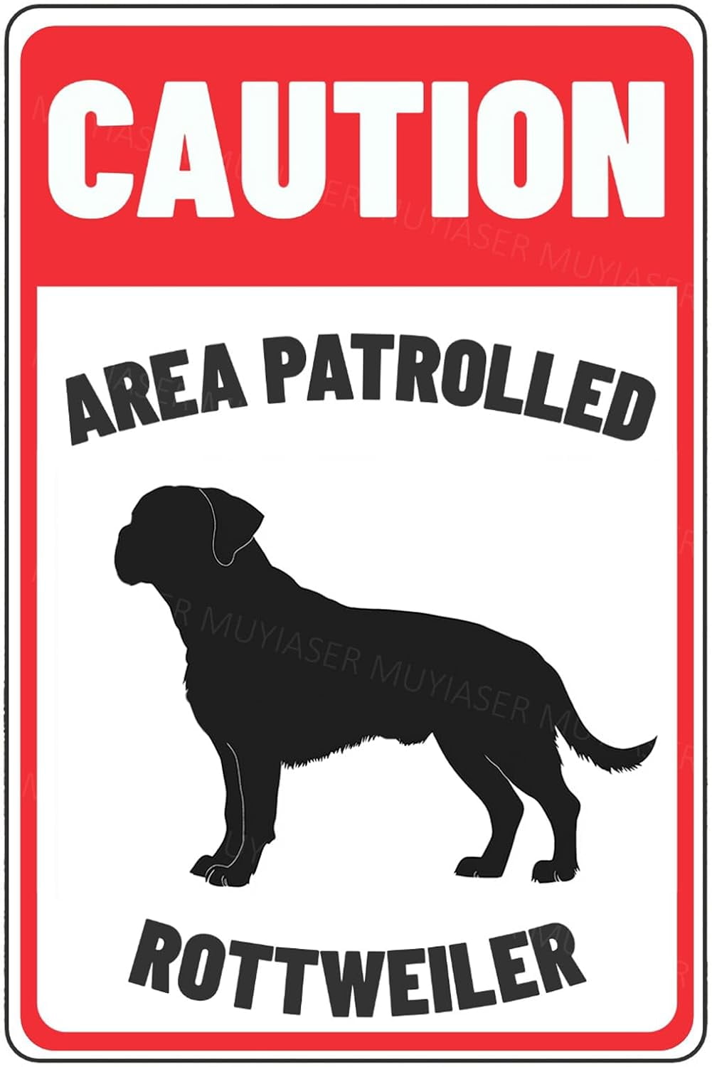 Caution Sign Area Patrolled Rottweiler Beware Of Dog Sign Aluminum ...
