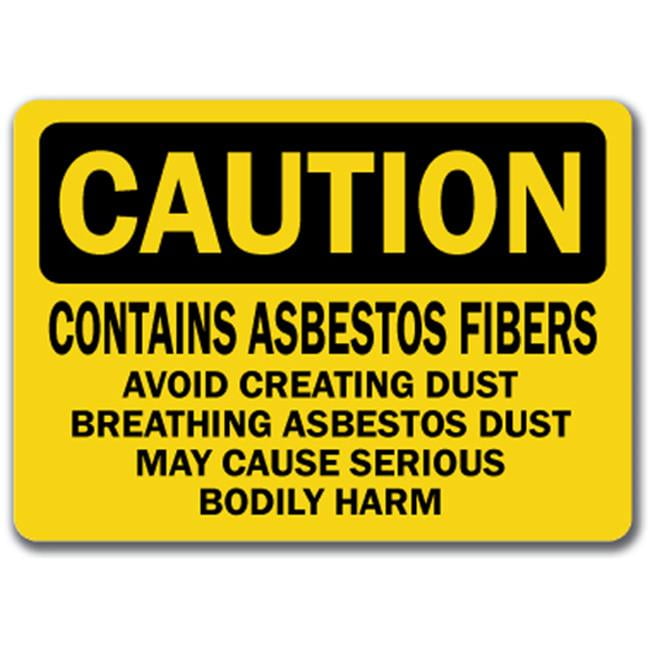 Caution Sign Contains Asbestos Fibers Avoid Creating Dust Breathing