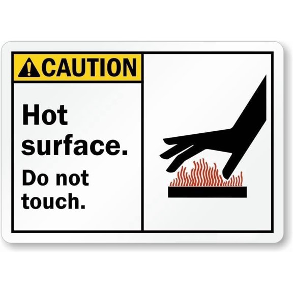 Caution Sign Hot Surface Do Not Touch (with Graphic) Metal Sign 8 x 12 Inches – Warning for Wall or Fence