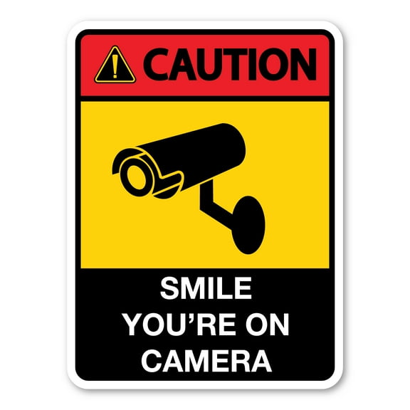 Caution Sign: Smile You're On Camera Large Security Magnet