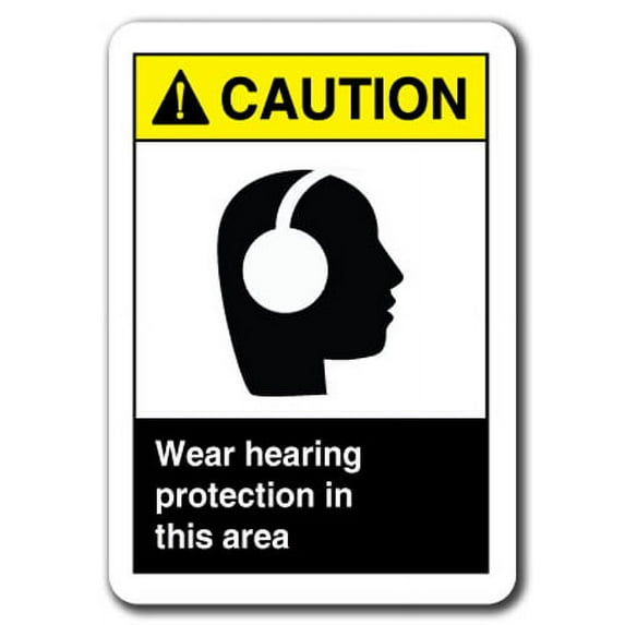 Caution Sign - Wear Hearing Protection In This Area 7"x10" Plastic Safety Sign ansi osha