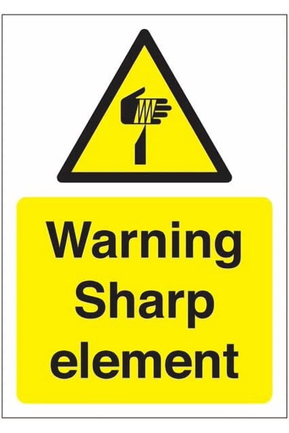 Caution Sign for Sharp Objects Safety Hazard Warning Metal Tin Sign - 8x12 Inch
