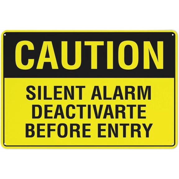 Caution Silent Alarm Deactivarte Before Entry Sign Outdoor Signs Aluminum 8"x12"ch Uv Ink Printed For House And Business