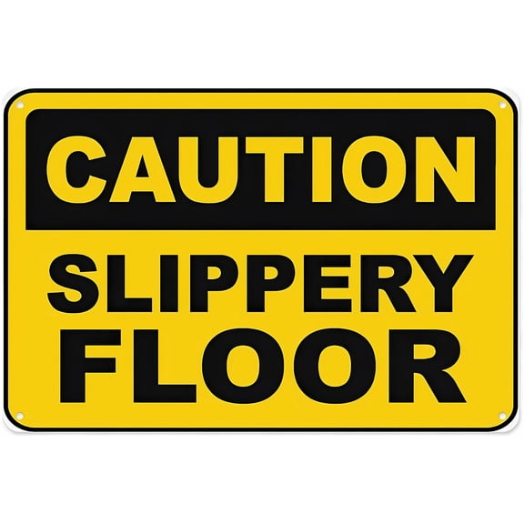 Caution Slippery Floor Sign - 8"x12" Aluminum Tin Warning Sign for Home Outdoor Garden